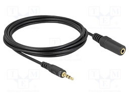 Cable; Jack 3.5mm socket,Jack 3.5mm plug; 3m; black