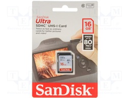 Memory card; SD HC; 16GB; Class 10; Features: Full HD 1080p