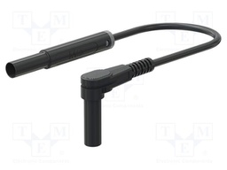 Test lead; 19A; banana plug 4mm,angular banana plug 4mm; black