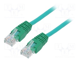 Patch cord; U/UTP; 5e; stranded; CCA; PVC; green; Len: 0.25m; 26AWG