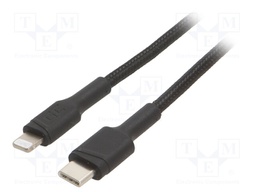 Cable; USB 2.0; Apple Lightning plug,USB C plug; 1m; black; 18W