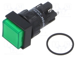 Switch: push-button; Pos: 2; SPDT; ON-ON; IP40; Illumin: LED; green