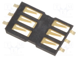 Connector: for cards; SIM; without ejector,without cover; SMT
