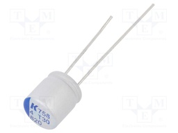 Capacitor: polymer; 820uF; 4VDC; ESR: 15mΩ; A758; THT; ±20%; 5000h