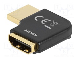 Adapter; HDMI socket,HDMI plug 90° left/right; metal; black
