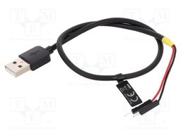 Cable; USB A plug,1pin pin header x2; 0.3m; black; 22AWG