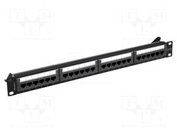 Patch panel; black; Number of ports: 24; Cat: 6a; RJ45 socket x24