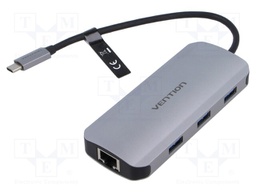 Hub USB; USB 3.0; grey; Number of ports: 6; 0.15m; Colour: black
