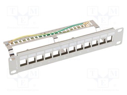 Patch panel; white; Number of ports: 12; rack 10"; RACK; Height: 1U