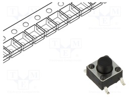 Microswitch TACT; SPST; Pos: 2; 0.05A/12VDC; SMT; 2.45N; 6x6x3.5mm