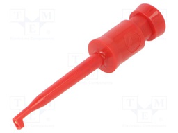 Clip-on probe; hook type; 6A; 60VDC; red; Plating: gold-plated