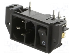 Connector: AC supply; socket; male; 10A; IEC 60320; C14 (E); THT