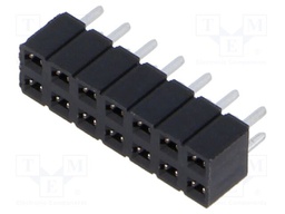 Connector: pin strips; female; PIN: 14; 2.54mm; tinned; THT; socket