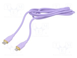 Cable; USB 2.0; Apple Lightning plug,USB C plug; 1.5m; violet