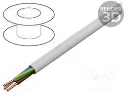 Wire; YDY; round; solid; Cu; 3G6mm2; PVC; white; 450V,750V; 100m