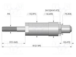 Test needle; Spring compression: 7mm; 12mm; 100A; brass; Ø: 9mm