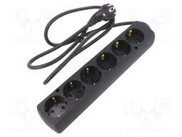 Extension lead; 3x1.5mm2; Schuko; Sockets: 6; PVC; black; Len: 1.5m