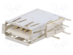 USB Connector, USB Type A, USB 2.0, Receptacle, 4 Ways, Through Hole Mount, Right Angle