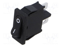 ROCKER; SPST; Pos: 2; OFF-ON; 6A/250VAC; black; none; R6; 20mΩ