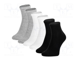 Work socks; Size: 39-42; white,black,grey; thin; 3pcs.