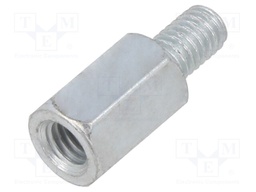 Screwed spacer sleeve; 15mm; Int.thread: M6; Ext.thread: M6