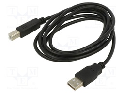 Cable; USB 2.0; USB A plug,USB B plug; 5m; black; Core: Cu; PVC