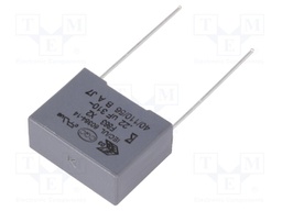 Capacitor: polypropylene; X2; 0.22uF; 15mm; ±10%; 18x13.5x7.5mm