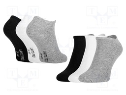 Work socks; Size: 43-46; white,black,grey; thin,short; 3pcs.