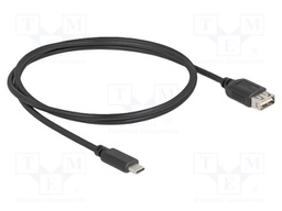 Cable; USB 2.0; USB A double sided socket,USB C plug; 1m; black