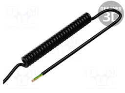 Wire: coiled; 4x0,5mm2; unshielded; PUR; black; 300V; 1000mm; 4000mm