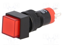 Switch: push-button; Pos: 2; SPDT; 0.5A/250VAC; 1A/24VDC; red; none