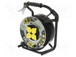 Extension lead; reel,with non-rotating sockets; Sockets: 4; 50m