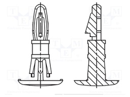 Assembly stud; polyamide 66; L: 9.5mm; latch/latch; Colour: black