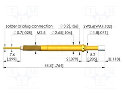 Test needle; Spring compression: 4mm; 5mm; 3A; plastic; Ø: 2.3mm