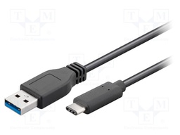 Cable; USB 3.0; USB A plug,USB C plug; 2m; black