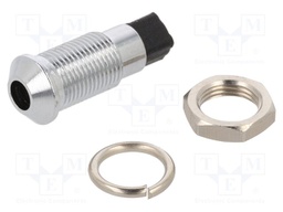 LED holder; 3mm; chromium; metal; convex; with plastic plug