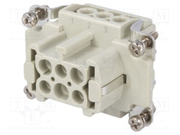 Connector: HDC; contact insert; female; DE; PIN: 6; 6+PE; size D6B