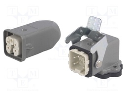 Connector: HDC; male + female; S-A; PIN: 5; 4+PE; size 3A; angled