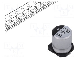 Capacitor: electrolytic; SMD; 33uF; 50VDC; Ø6.3x8mm; 1000h; 83mA