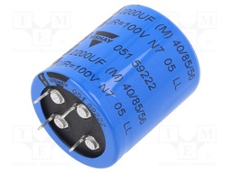 Capacitor: electrolytic; THT; 2.2mF; 100VDC; Ø35x40mm; ±20%; 12000h