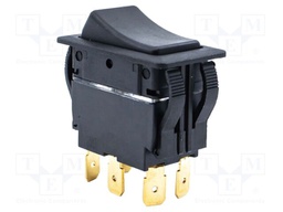 ROCKER SWITCH, DPDT, BLACK, PANEL