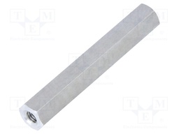 Screwed spacer sleeve; Int.thread: M3; 35mm; hexagonal; aluminium