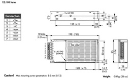 Converter: DC/DC; 100W; Uin: 19÷36V; 12VDC; Iout: 8.5A; 198x95x38mm