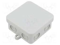 Enclosure: junction box; X: 75mm; Y: 75mm; Z: 37mm; IP55; light grey