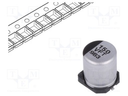 Capacitor: electrolytic; low impedance; 150uF; 35VDC; Case: D8