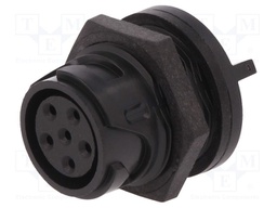 Connector: circular; socket; female; PIN: 6; w/o contacts; UL94V-0