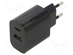 Power supply: switching; mains,plug-in; 5VDC,; 3.4A; 20W; black