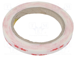Tape: fixing; W: 9mm; L: 5.5m; Thk: 0.6mm; acrylic; white; -35÷90°C