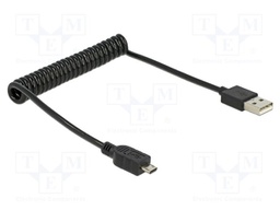 Cable; coiled,USB 2.0; USB A plug,USB B micro plug; black; 28AWG