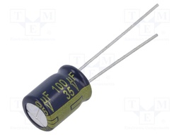 Capacitor: electrolytic; low impedance; THT; 100uF; 35VDC; ±20%